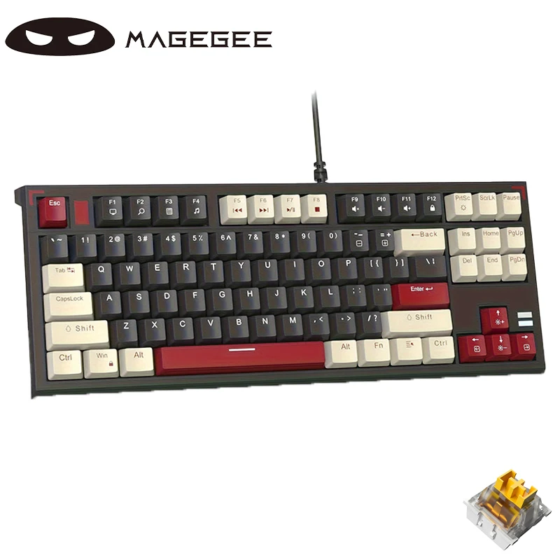 

Механическая игровая клавиатура MageGee 75%, клавиатура со светодиодной подсветкой, компактная Проводная компьютерная клавиатура TKL с 87 клавишами для Windows, ноутбука, ПК