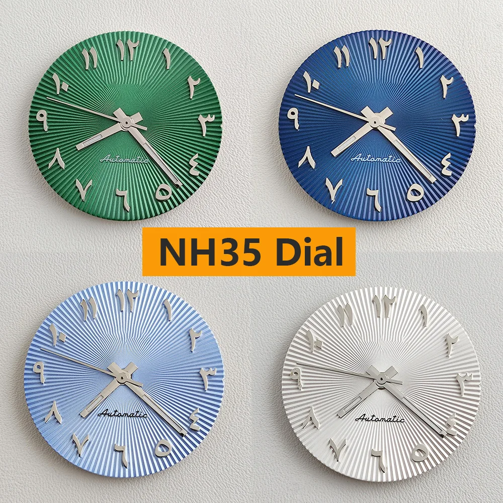 

NH35 dial NH36 dial 28.5mm Arab dial no luminous corrugated dial Silver stainless steel convex Arabic dial Watch accessories