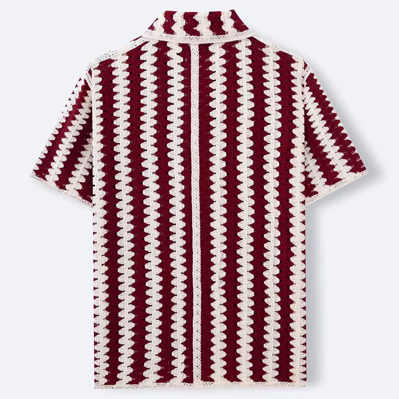 Men's French Retro Striped Knit Polo Shirts Sweater Crochet Flower Short Sleeve Tops Summer Hollow Polo Shirt For Male Outerwear 9 Sdfaf67fd7b694e369cff3ba37adef81f9