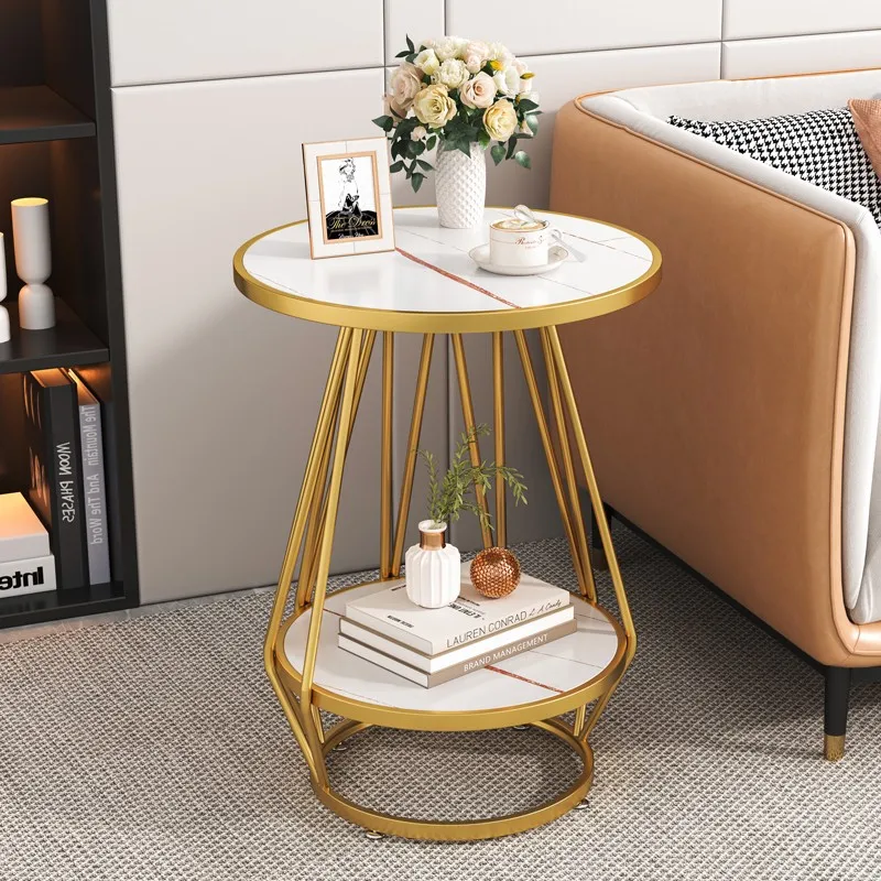 

Shelf Legs Marble Side Table Round White Drawers Modern Small Coffee Table Living Room Design Mesa Auxiliar Furniture For Home