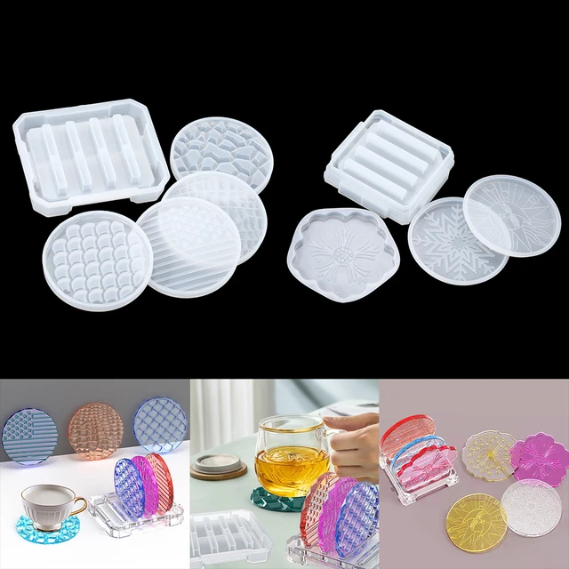 1Set tazze tappetini stampi in resina sottobicchiere stampi in Silicone per  resina epossidica con stampo per scatola di immagazzinaggio, stampi per  sottobicchieri aggiornati per colata in resina - AliExpress