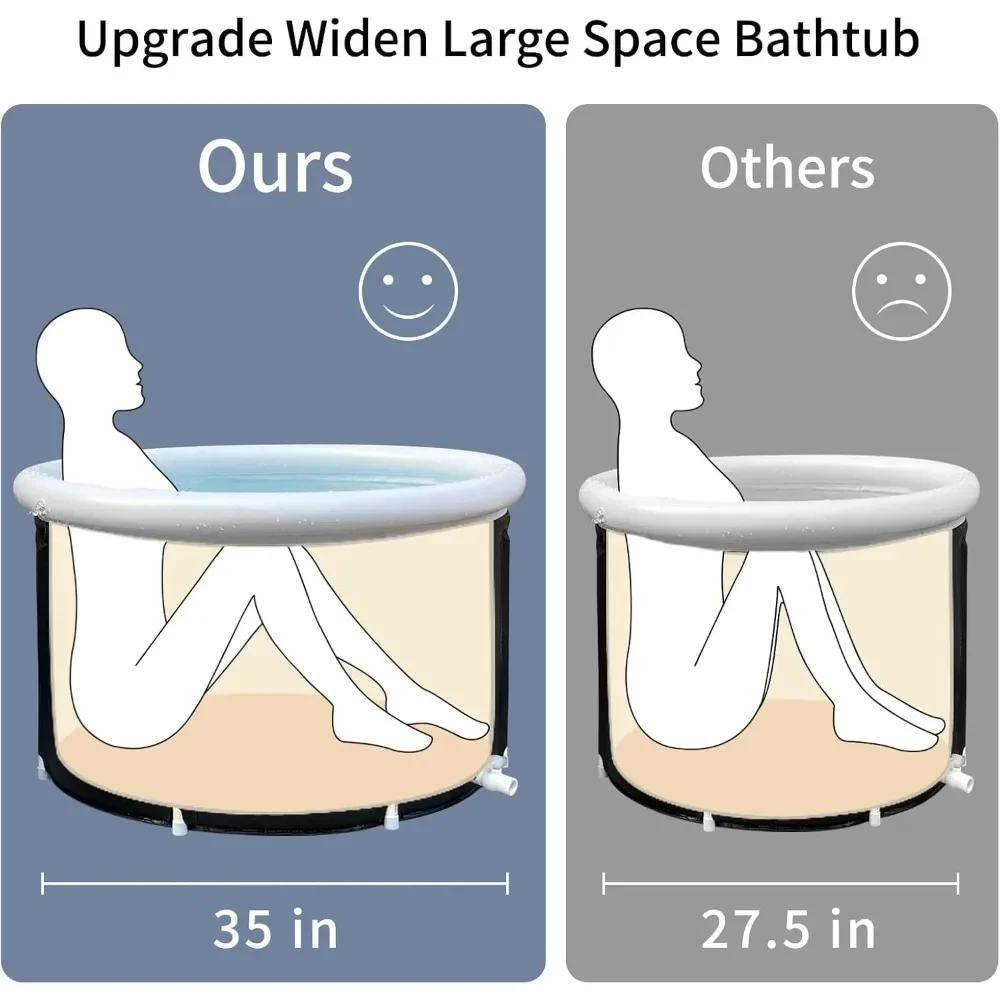 Ice Bath Tub for Athletes, Cold Plunge Tub, Portable Bathtub for Adults Outdoor Inflatable Ice Barrel Home Shower Hot/Cold Bath 2