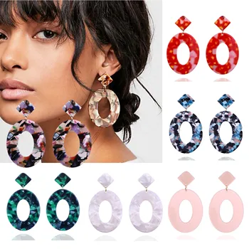 Big Brand Acrylic Plate Drop Earrings For Women Jewelry European American African Earrings Party Stage Model Show Leisure Travel