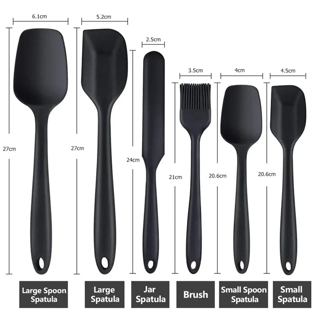 Silicone Spatula Set Food Grade Non Stick Heat Resistant 6 Pieces