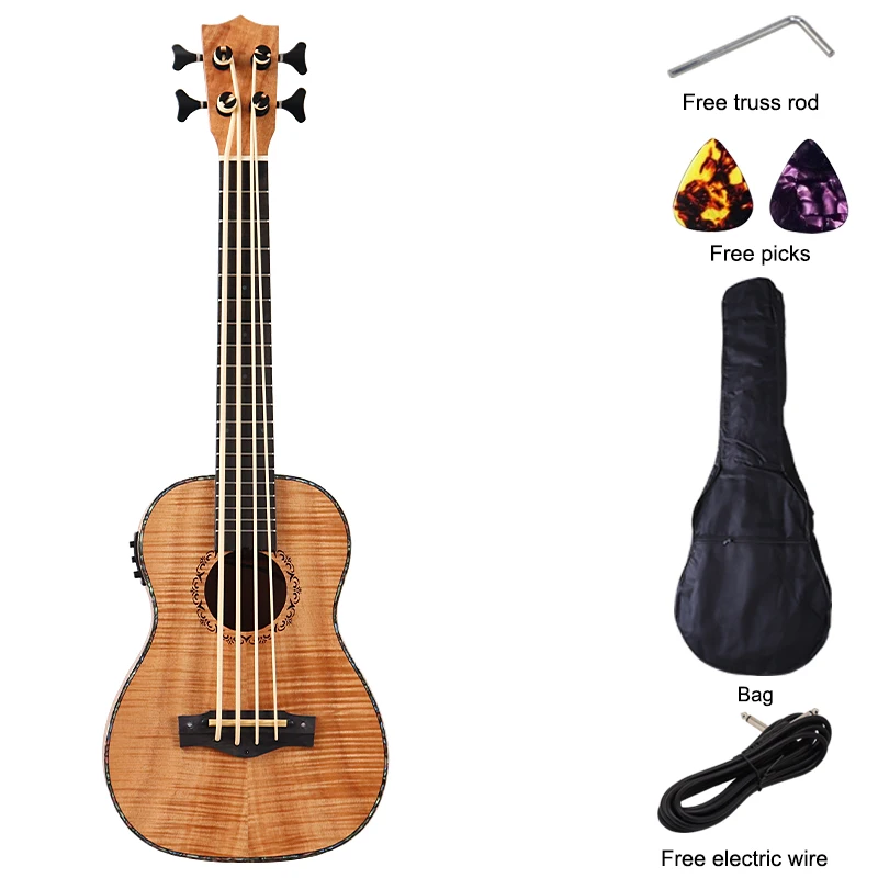 Electric Ukulele Bass Guitar 4 String 30 Inch Full Okoume Wood Body Children Gift ukulele set