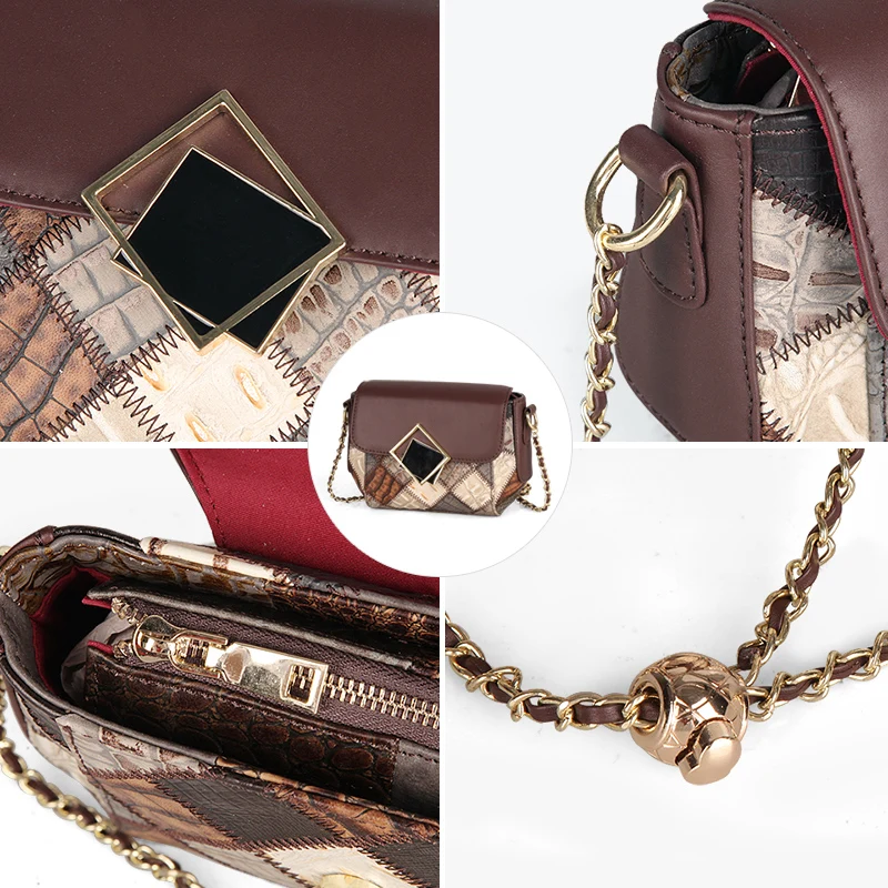 Women Crossbody Bag Luxury Brand Designer Splice Party Shoulder Bags Genuine Leather Vintage Travel Flap Chain Bags New