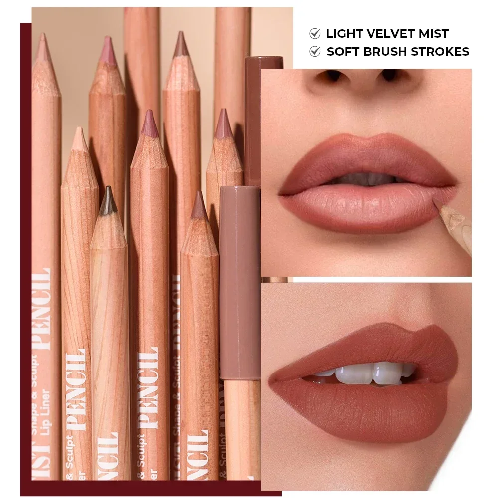 Velvet Matte Long-Lasting Artist Shape Sculpt Lip Liner Pencil Set 6Pcs/Set Weightless Precise Liner