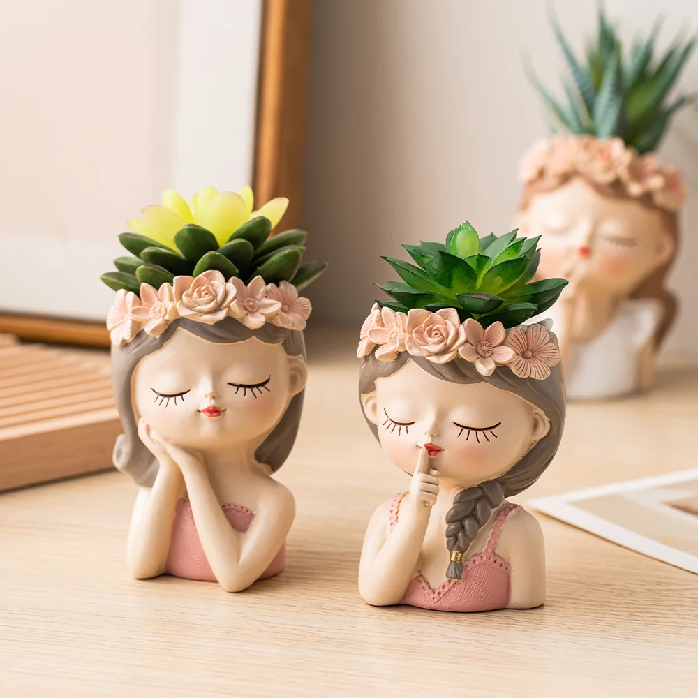 Nordic Flower Pots Cute Girl Decorative Planters Succulents Cactus Flower Pot Decorative Planters for Plants Home Decor Gift flower pot plant pot