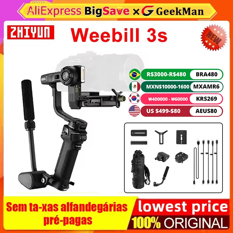 ZHIYUN Weebill 3S Combo Stabilizer 3-Axis Handheld Gimbal for Sony For Canon for Panasonic Nikon DSLR Mirrorless Cameras handheld gimbal stabilizer gimbal stabilizer handheld gimbal