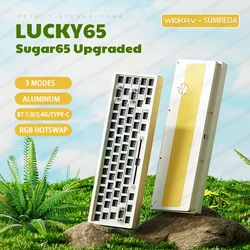 SUMREDA Sugar65 Upgraded Lucky65 Mini Custom Wireless Aluminum Mechanical Keyboard Kit RGB Bluetooth 2.4G Wired Gaming Keyboard