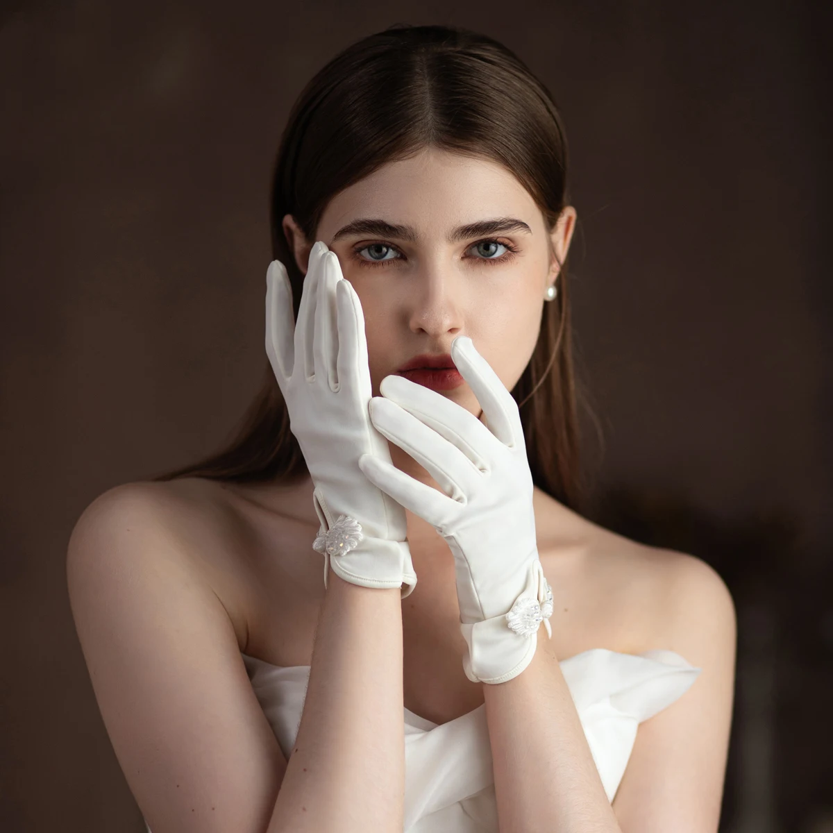 WG089 Wedding Bridal Gloves Satin White Short Brides Bridesmaid Women Pageant Prom Finger Wrist Gloves Handschuh