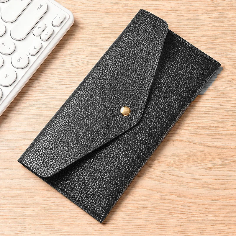 New Style Women's Long Thin Wallet Fashionable Simple Large Capacity Soft Leather Card Phone Pouch