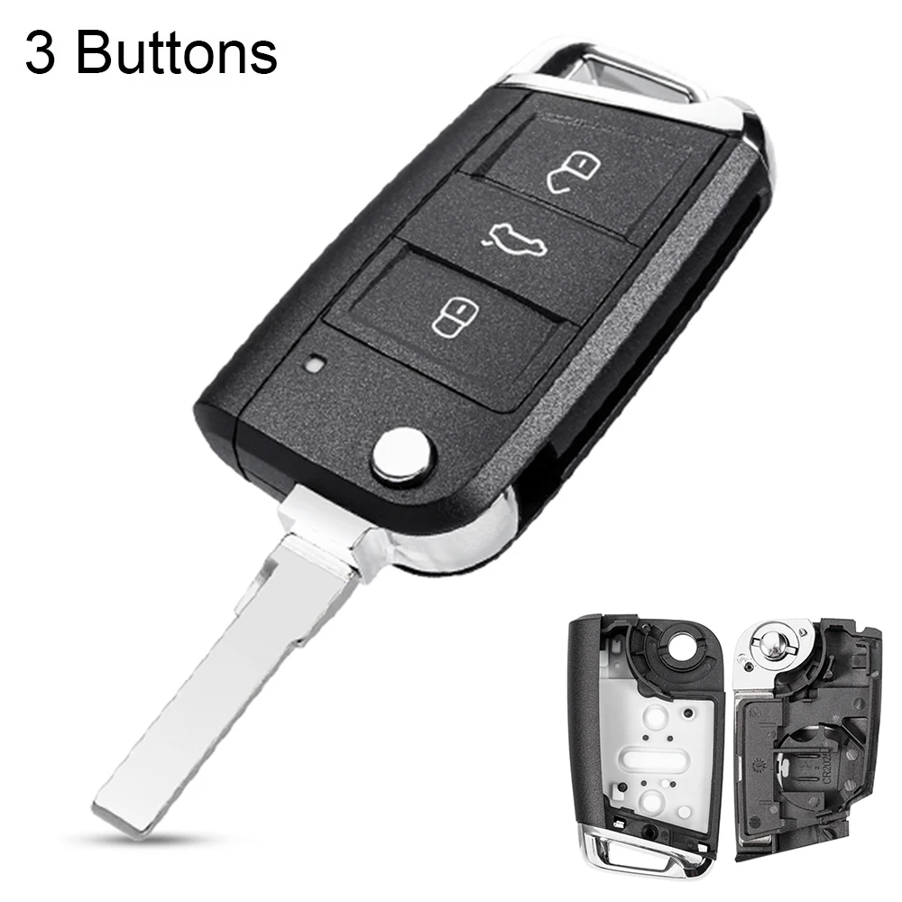 3 Buttons Modified Folding Flip Remote Car Key Cover Case Fob Auto Shell Replacement Fit for VW Golf 7 MK7 Octavia A7 Seat