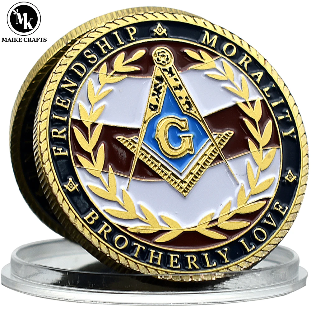 

American Masonic Challenge Coin Masonic Brotherhood Gold Plated Metal Crafts Commemorative Coin Collection Holiday Gift