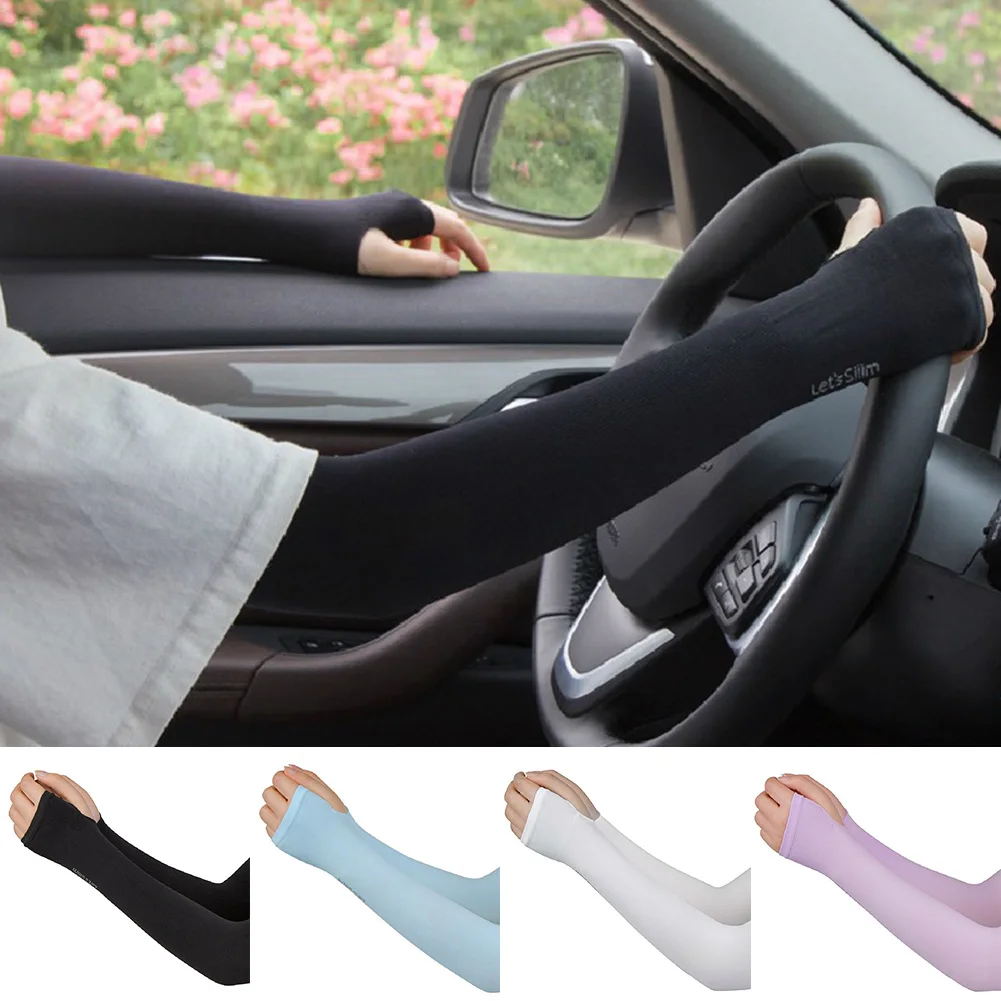 1 Pair Men Women Thin Long Arm Sleeves Summer Cycling Sun Protection Sleeve Ice Silk Armguards Arm Sleeves Riding Equipment