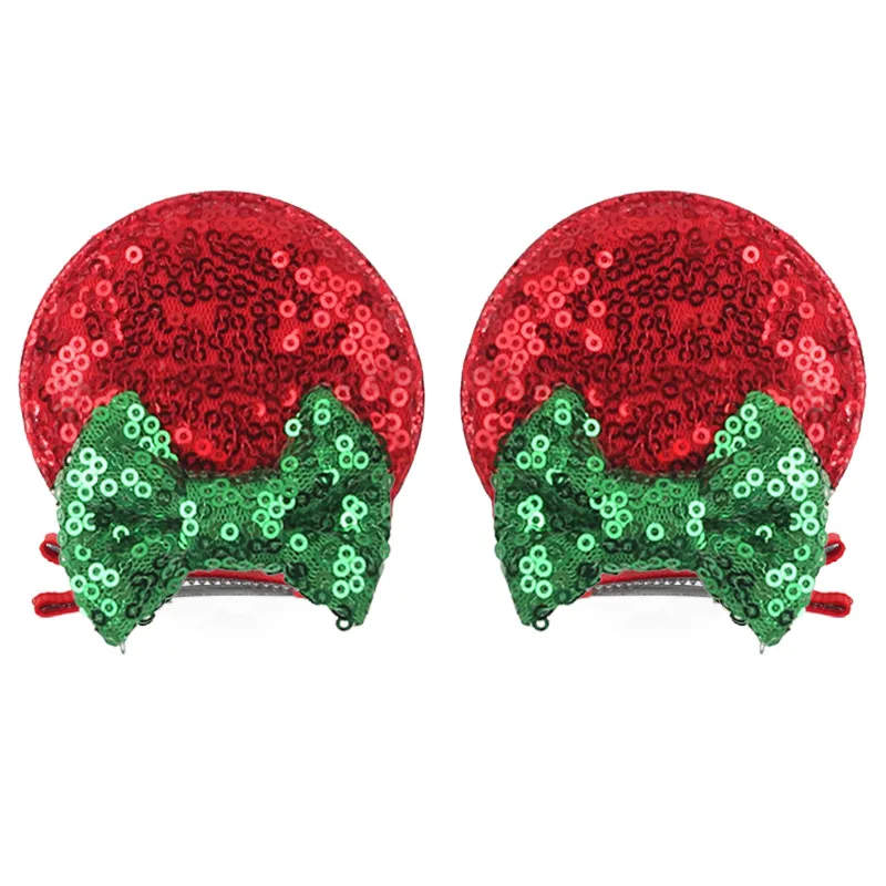 Disney Cartoon 2.8'' Sequins Mouse Ears Bow Clips Glitter Hairpins Girls Festival Hairgrip Party Barrettes Kids Hair Accessories