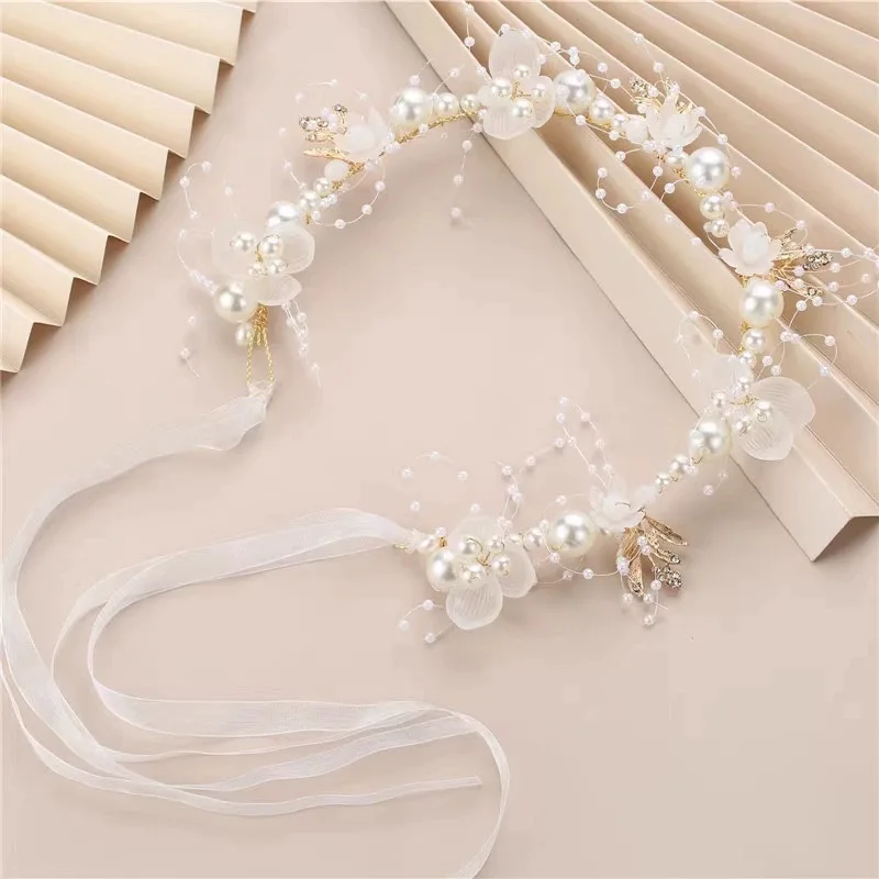 Forest Children's Crown Wreath Princess Pearl Hair Band Girls Headdress