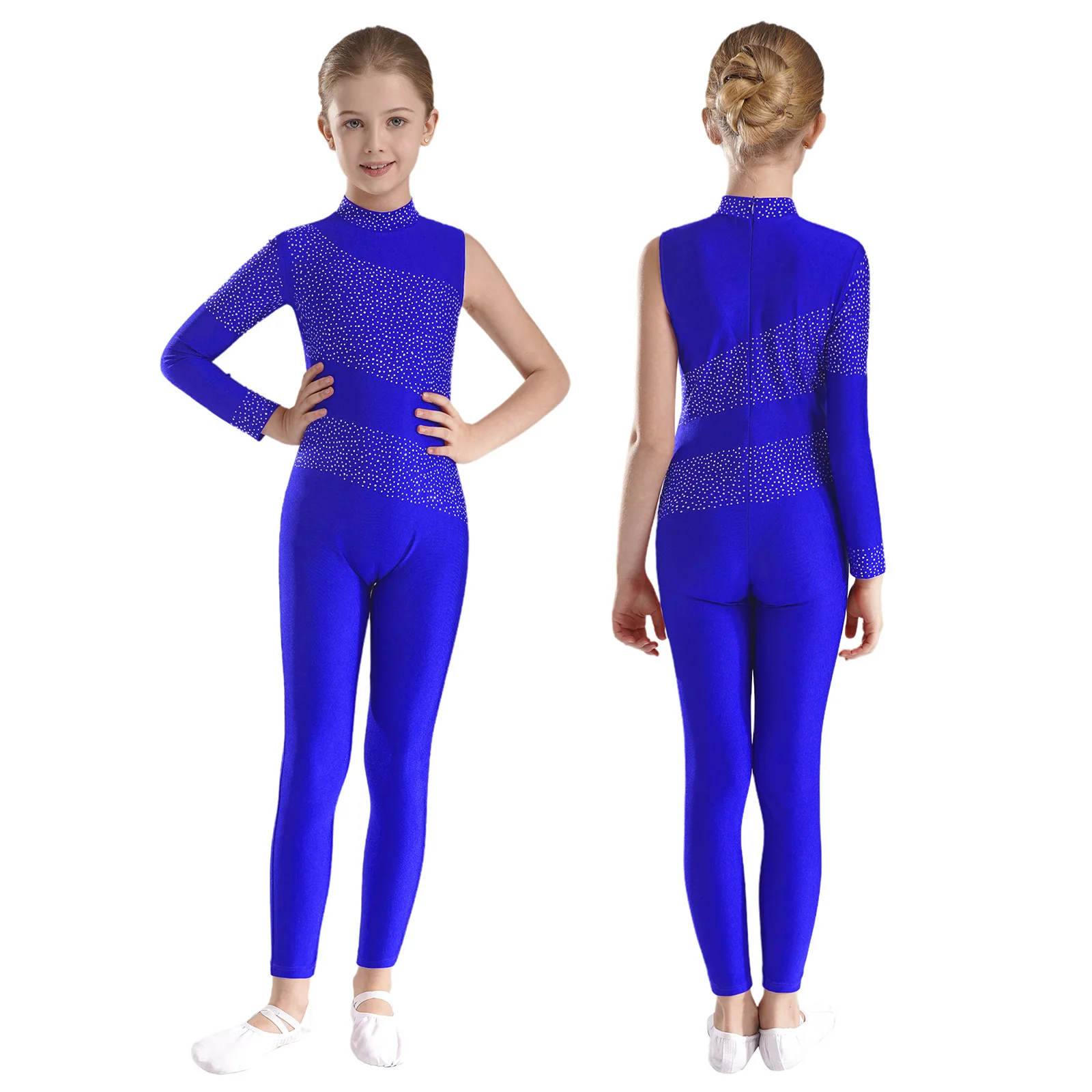Mono de baile de Ballet para niñas, leotardo de gimnasia, traje de patinaje artístico, mono de baile acrobático de manga larga de malla transparente