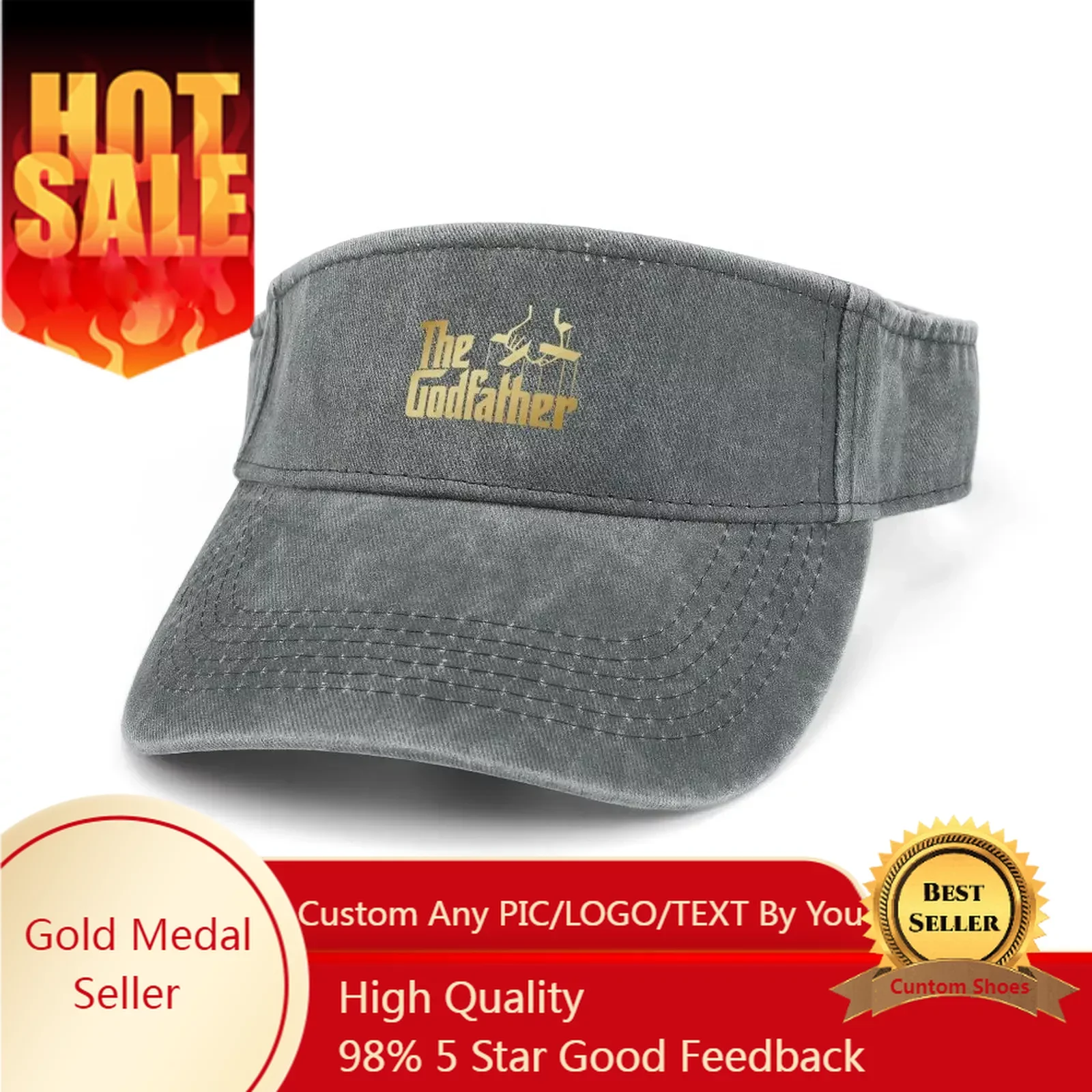 

The Godfather Hot Movie Sun Visor Leaky Top Cowboy Hats Mens Womens Sports Baseball Tennis Golf Caps Open Top Custom Hat