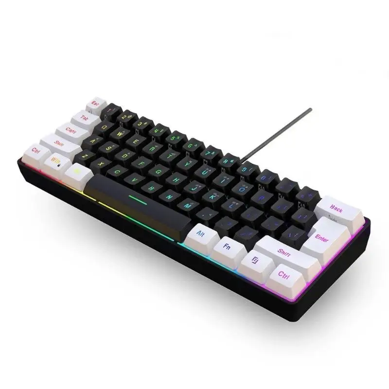 

Тихая Проводная игровая механическая клавиатура RGB USB Универсальная клавиатура эргономичная обтекаемая клавиатура для геймеров 61 клавиша