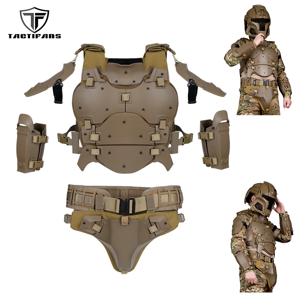 TacticalMultifunctionBodyArmorPlateCarrierVestSuitAdjustableMOLLEBeltElbowPadGroin