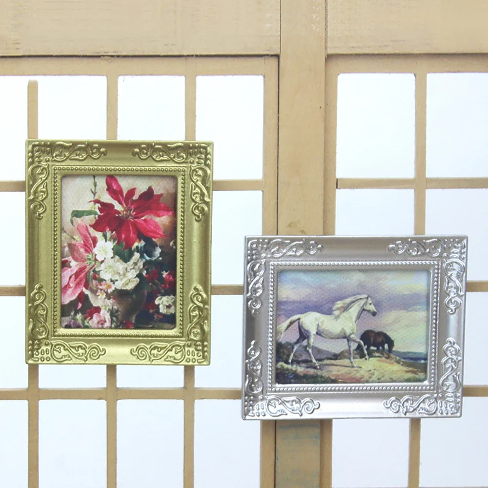 

1Pcs 1/12 Doll House Miniature Oil Painting Simulation Wall Painting Model Toys for Mini Decoration Dollhouse Accessories