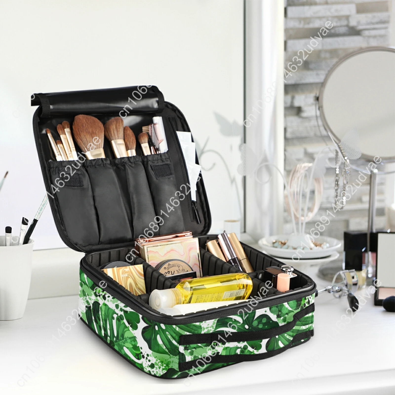 Professional Toiletry Bag Cosmetic Bag Organizer Women Travel Make Up Cases Big Capacity Cosmetics Palm Leaf Suitcases Makeup