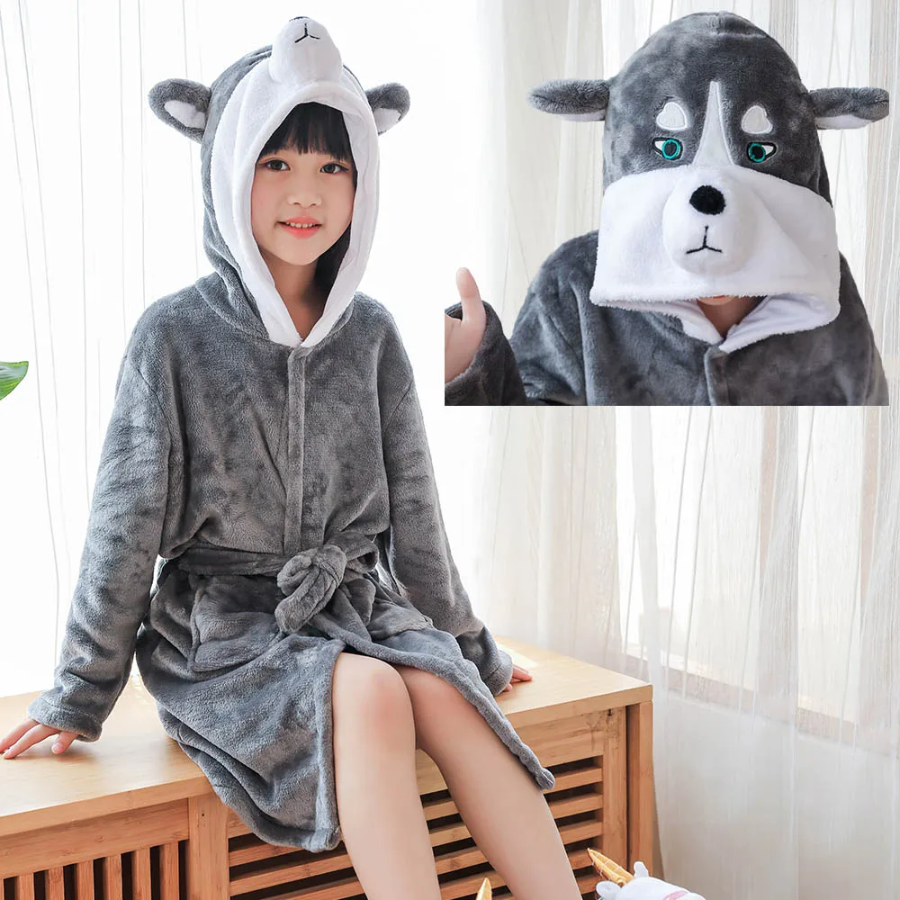 Winter Toddler Girl Bathrobe 3 to 4 5 6 7 8 9 10 11 Years Kids Pajamas for Teens Boys Warm Rainbow Children Towel Robes Homewear