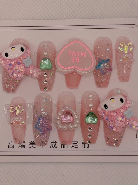 TAKARA TOMY Cute Cartoon Hello Kitty Fake Nail Manicure Patch Manicure Handmade Light Therapy Removable Patch 2
