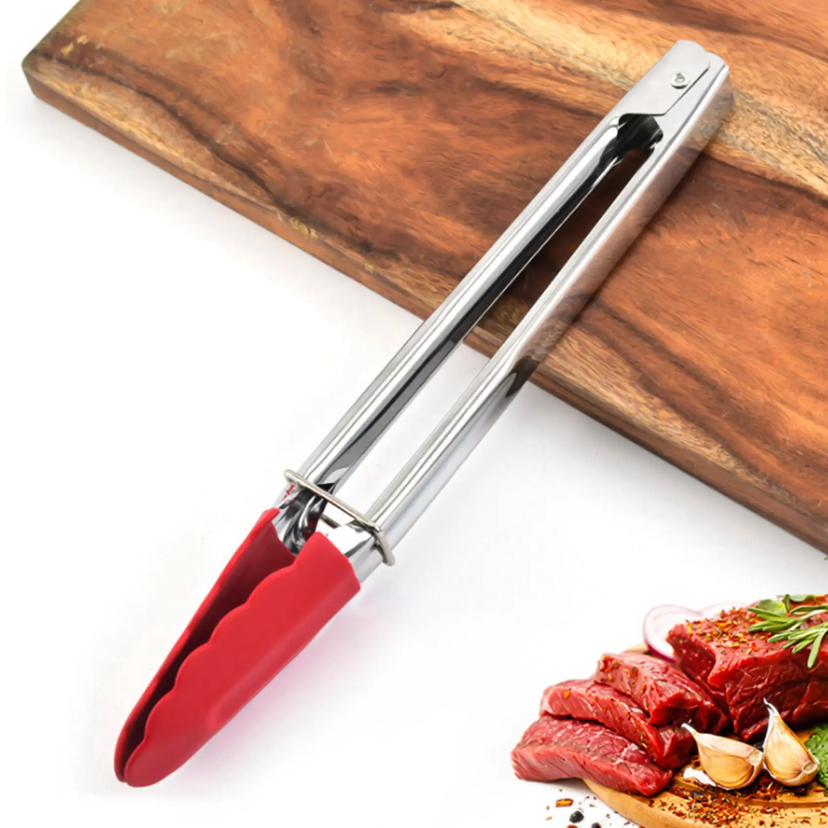 Small Tongs With Silicone Tips 7 Inch Kitchen Tongs &ndash; Set Of 3-Perfect For Serving Food Cooking Salad Grilling Red