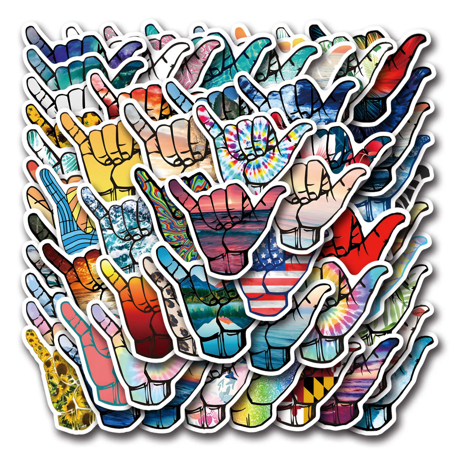 Vibrant Shaka Graffiti Sticker Set for Personalizing Your Gear (55 Pieces)