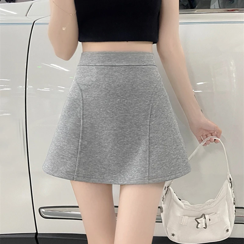 

Gidyq High Waist Women Sport Skirts Casual All Match Zip Mini Skirts Korean Elegant Female Solid A Line Skirts Summer New