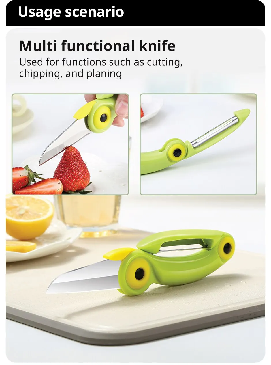 Cartoon Fruit Peeling Knife Stainless Steel Peeler Peeling Apples Kitchen Vegetable Fruit Sharp Multi-function 2 In 1 Knife