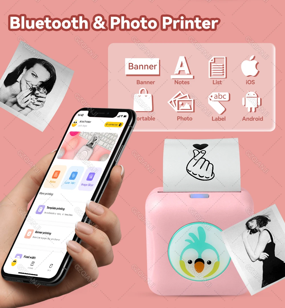 printer bluetooth mini Mini Cute 203DPI Portable Bluetooth 4.0 Thermal Photo Label Printer Mobile Machine Color Paper For Phone Notas Chuleta Regalos tiny photo printer