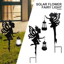 

LED Solar Lights Outdoor Waterproof Wrought Iron Flower Fairy Lantern Garden Plastic Lawn Street Decoration