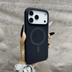 Premium Magnetic Silicone Phone Case - Essential Luxury Cover - iPhone 15 Plus (Black)