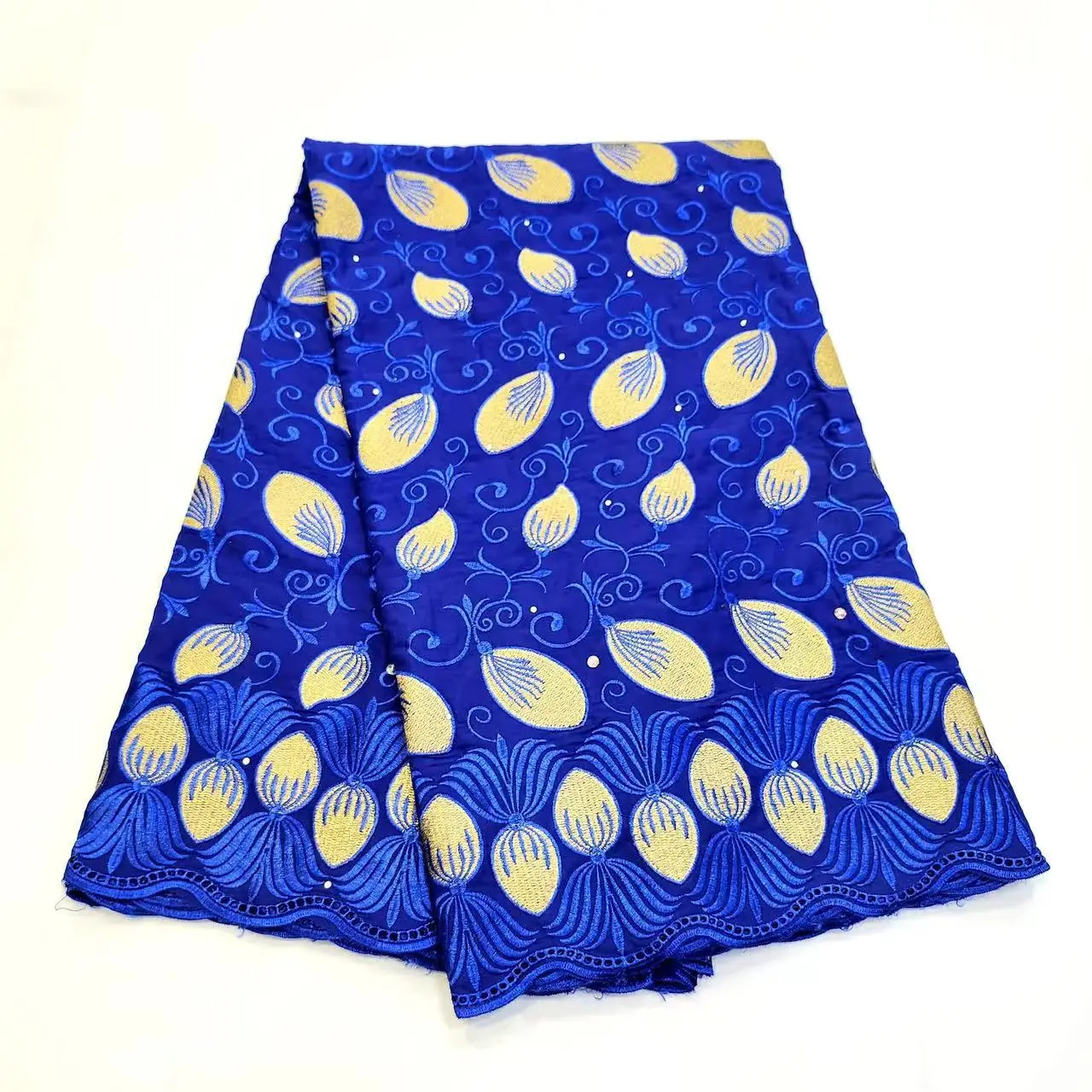 

Африканская швейцарская хлопковая вуаль кружева высокого качества 5 ярдов 2023 синяя вышитая кружевная хлопковая ткань для свадебного платья