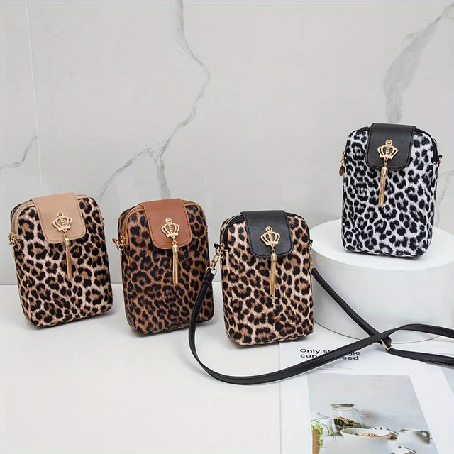 New leopard print trend single shoulder messenger bag niche temperament single shoulder mobile phone bag versatile fashion