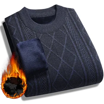 2025 nuovi uomini autunno inverno caldo maglione lavorato a maglia pullover solidi maschili maglioni spessi maglieria o-collo abbigliamento casual da uomo 1