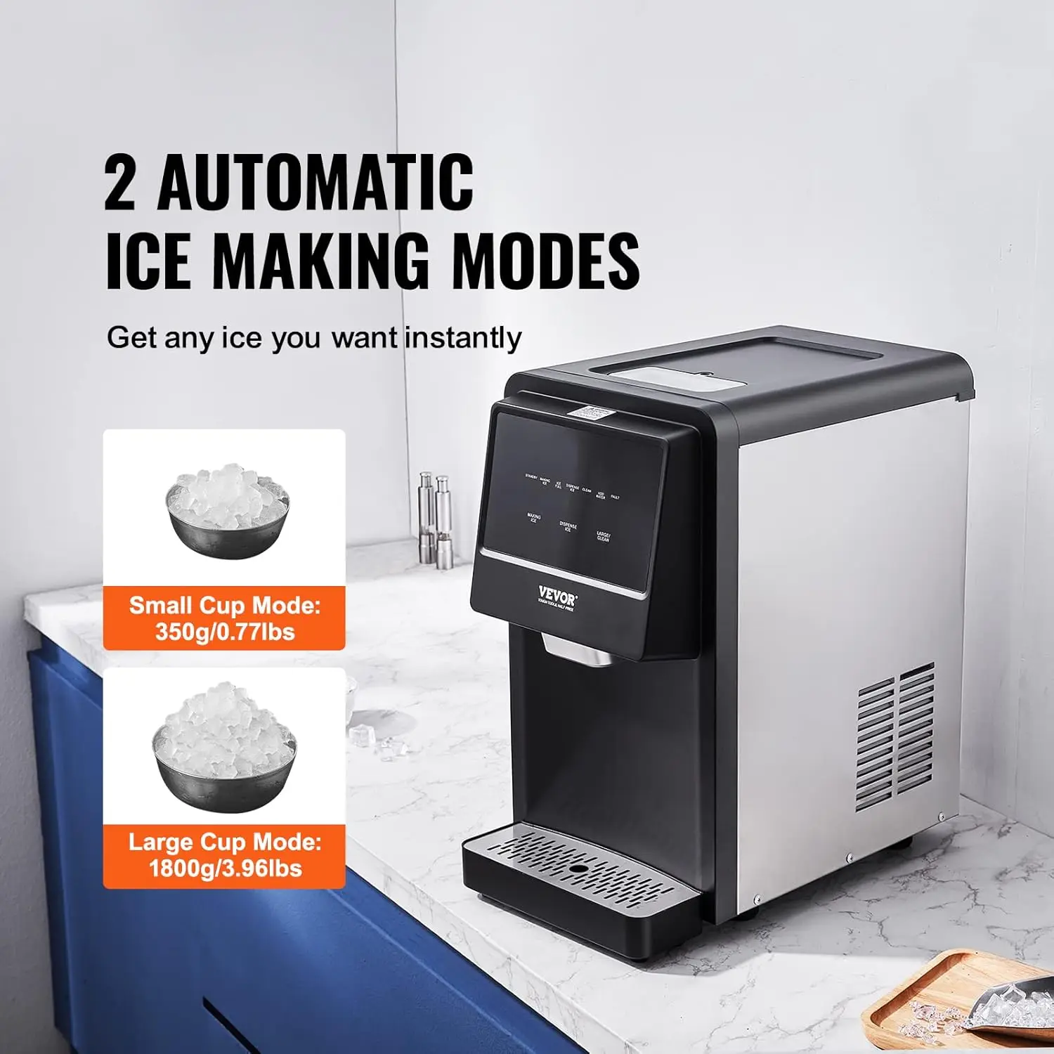 Nugget Ice Maker, 62lbs in 24 Hours, Auto Dispense Self Cleaning Countertop Nugget Ice Dispenser for Home Kitchen Office , 6lbs 5