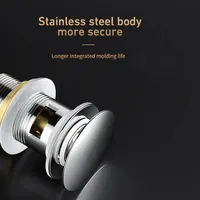 อุปกรณ์กดน้ำทิ้งอ่างล้างหน้าแบบสปริงทองแดง อุปกรณ์ระบายน้ำอ่างล้างหน้าแบบกดหัวเห็ด อุปกรณ์ระบายน้ำอ่างล้างหน้าแบบตั้งโต๊ะ 4