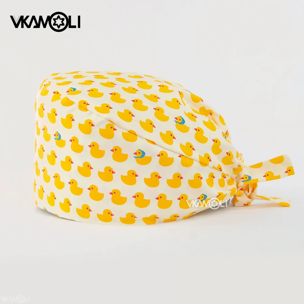 Unisex Health Workers Frosted Hat Lab operator work cap Beauty salon Print Hat adjustable Scrub Cap working Clean hat