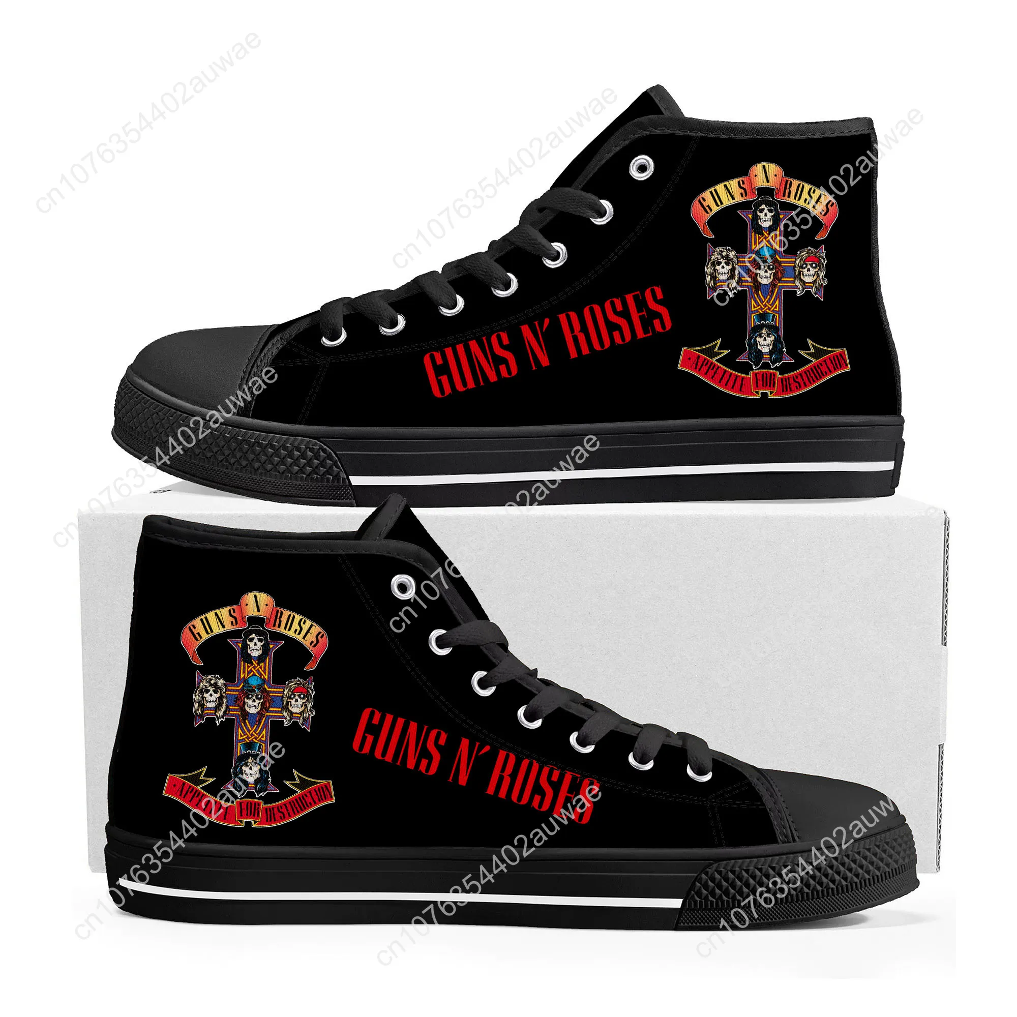 Guns N Roses Heavy Metal Rock Band High Top High Quality Sneakers Men Women Teenager Canvas Sneaker Casual Custom Couple Shoes