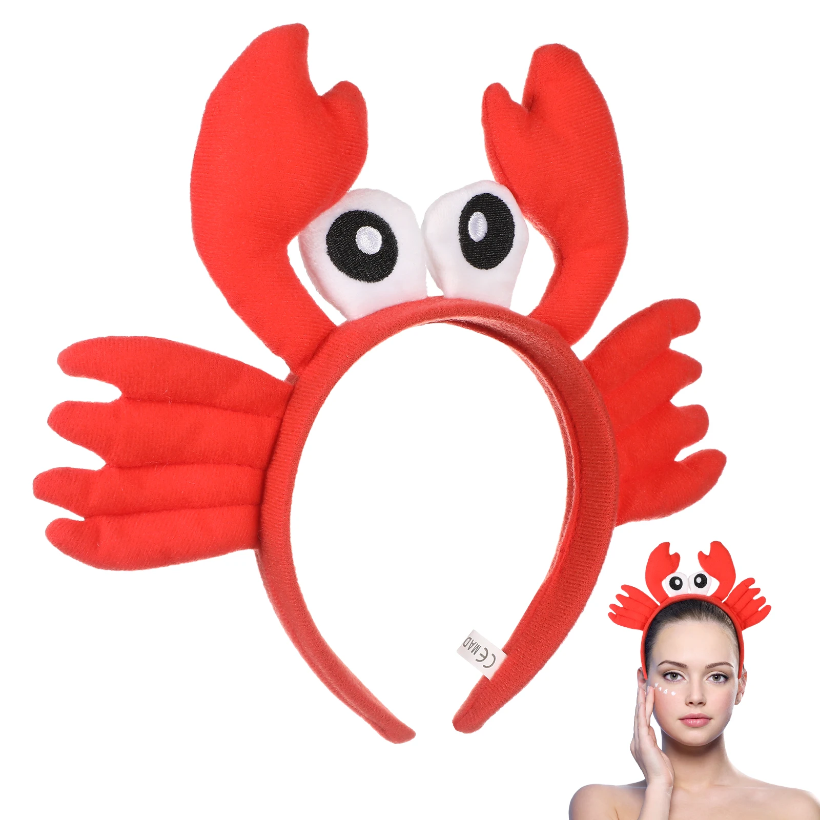

Red Crab Plush Hair Bands Creative Big Eye Crab Headband Adorable Hair Hoops Decorative Headdress Favors Supplies Ornaments