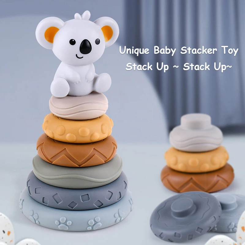 

1 Set Silicone Koala Baby Stacking Toys Building Block Games for Babies Stacked Bath Toddler Baby Toys 0 12 Months
