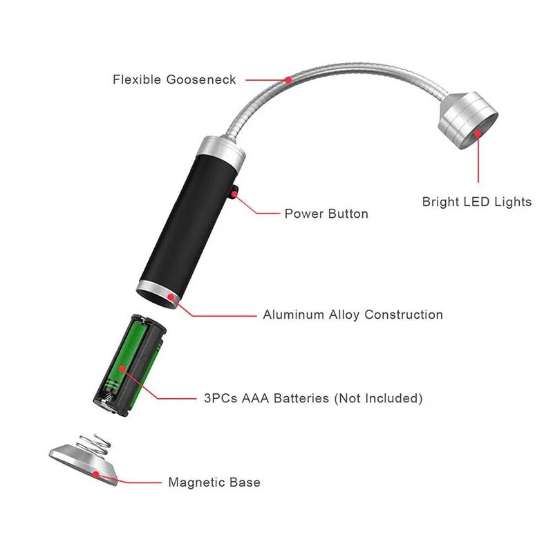 9 LED Flashlight BBQ Grill Light Outdoor Magnetic Base Soft Tube Torch 1pc bbq grill light