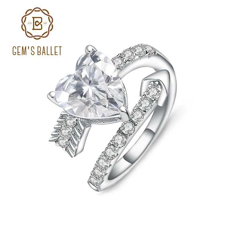 

Gem's Ballet Heart Cubic Zirconia Wedding Engagement Ring For Women Real 925 Sterling Silver Cocktail Rings Fine Jewelry