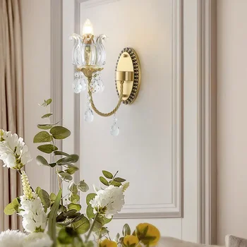 French Brass Crystal Wall Lamp 1