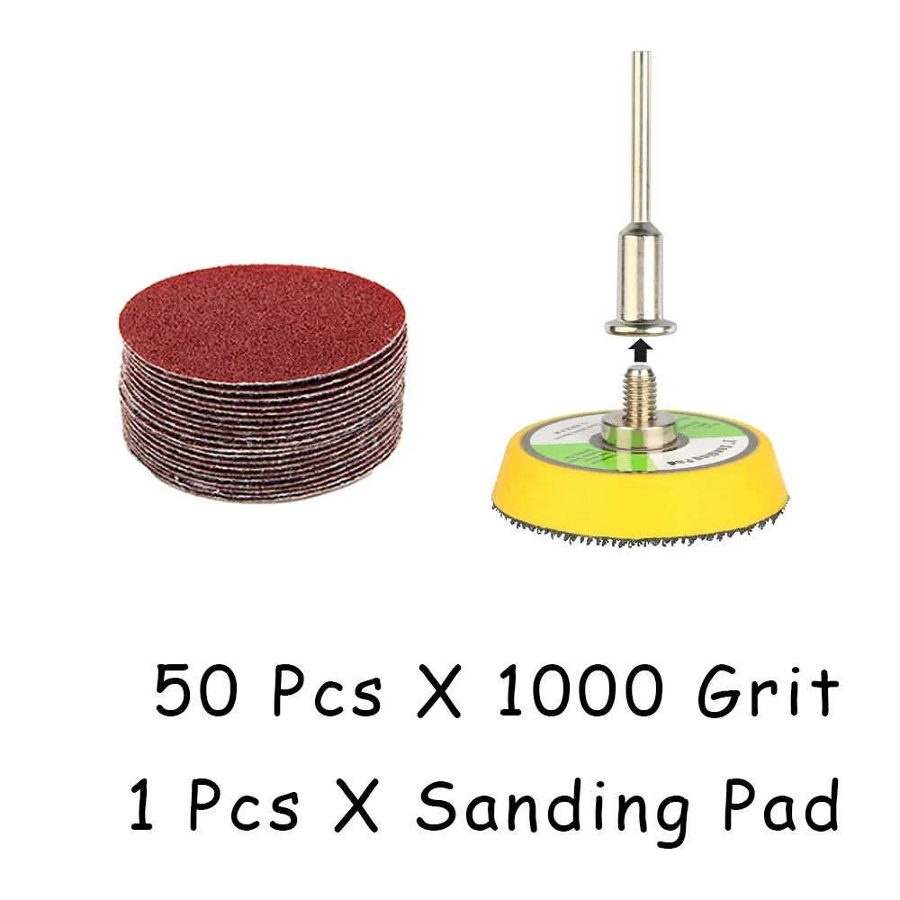 2 Inch Hook & Loop Sanding Discs 1000 Grit - 100 Pcs No-Hole Sandpaper For Orbital Sanders