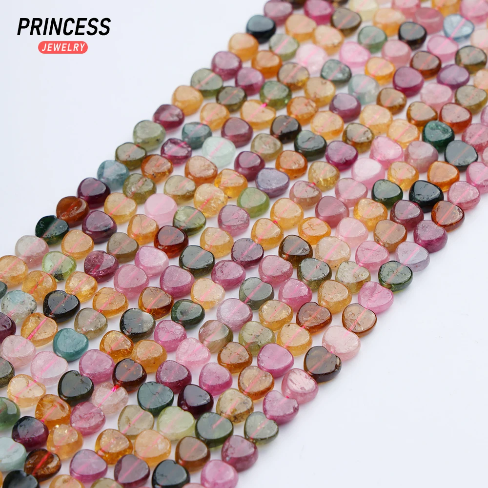 Clearance Natural Colorful Tourmaline 6mm Heart Beads Healing Crystal for Jewelry Making Bracelet DIY Accessories Wholessale 4
